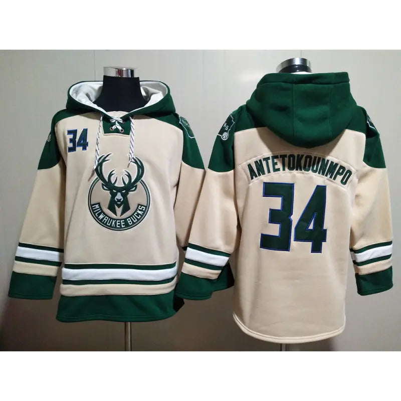 men/women/kids Milwaukee Bucks Antetokounmpo NO.34 White Basketball Hoodies