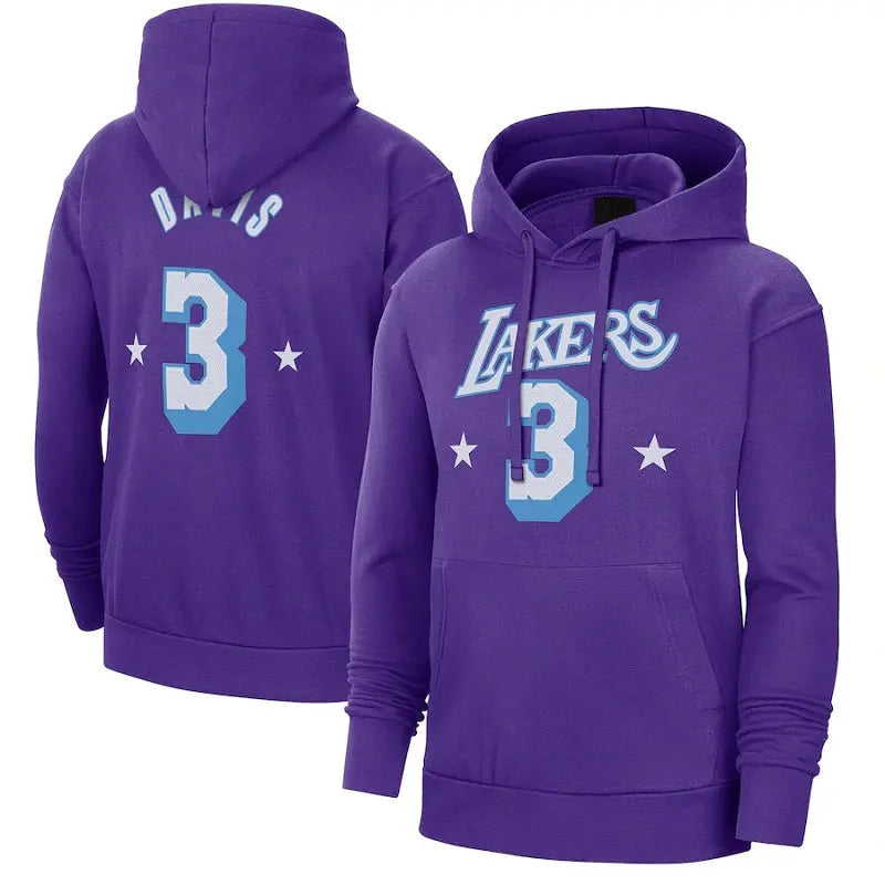 men/women/kids Los Angeles Lakers Davis NO.3 Purple Basketball Hoodies