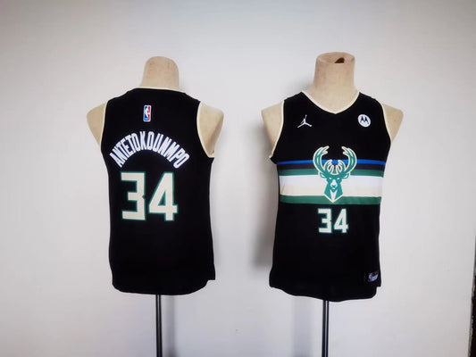 Kids Milwaukee Bucks Antetokounmpo NO.34 Basketball Jersey