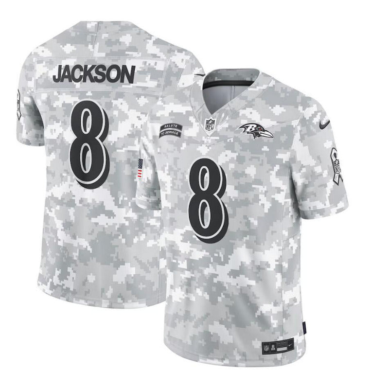 men/women/kids Baltimore Ravens Lamar Jackson No.8 2024 Salute To Service Jersey