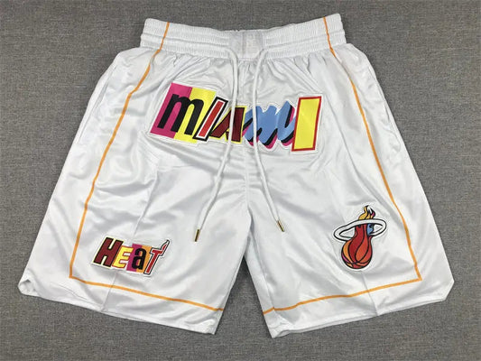 Miami Heat White Basketball Shorts