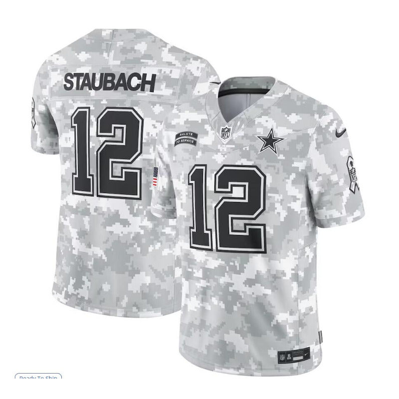 men/women/kids Dallas Cowboys Roger Staubach No.12 2024 Salute To Service Jersey