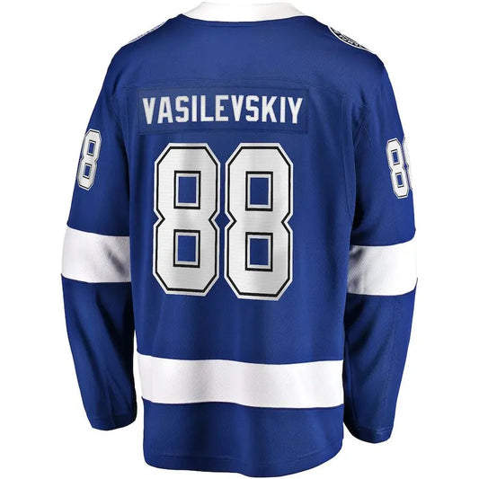 TB.Lightning #88 Andrei Vasilevskiy Fanatics Branded Home 2022 Stanley Cup Final Breakaway Player Jersey  Blue Stitched American Hockey Jerseys