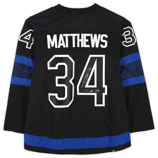 T.Maple Leafs #34 Auston Matthews Fanatics Authentic Autographed Alternate with 2016 #1 Pick Inscription  Black Stitched American Hockey Jerseys