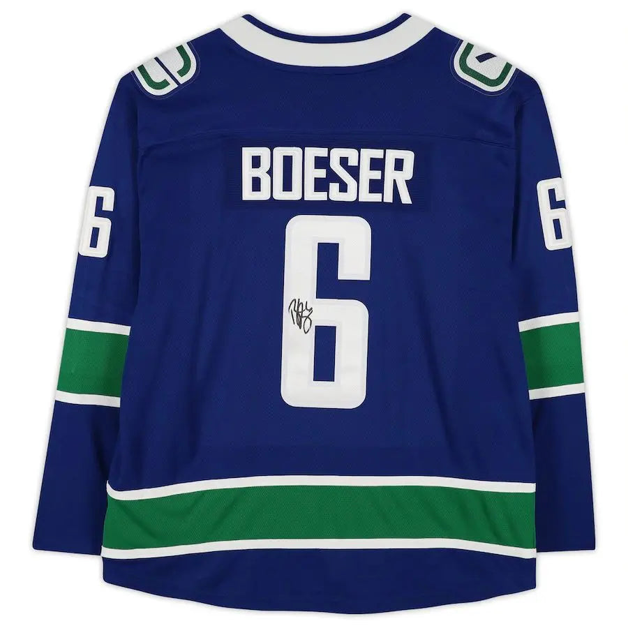 V.Canucks #6 Brock Boeser Fanatics Authentic Autographed Breakaway Jersey Blue Stitched American Hockey Jerseys