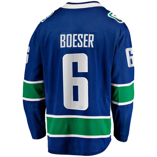 V.Canucks #6 Brock Boeser Fanatics Branded Home Breakaway Jersey Blue Stitched American Hockey Jerseys