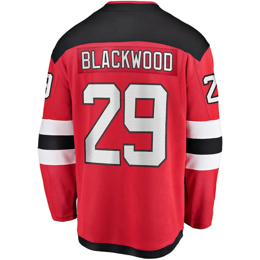 NJ.Devils #29 Mackenzie Blackwood Fanatics Branded Home Breakaway Jersey  Red Stitched American Hockey Jerseys