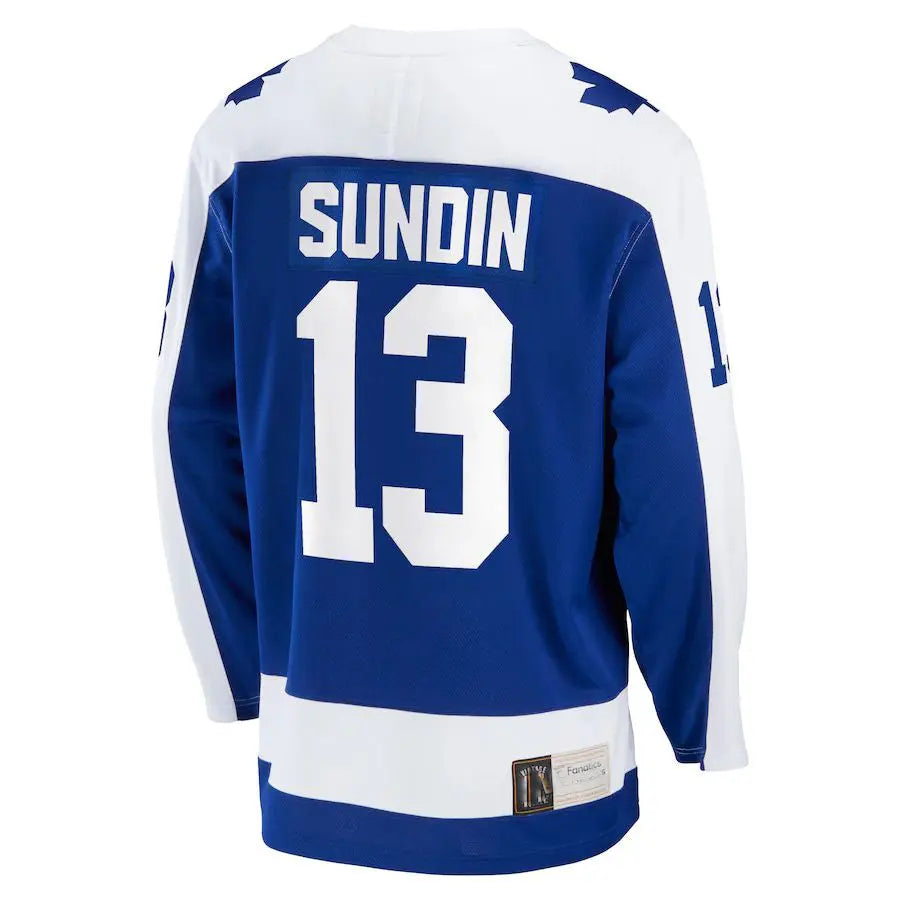 T.Maple Leafs #13 Mats Sundin Fanatics Branded Breakaway Retired Player Jersey  Blue Stitched American Hockey Jerseys