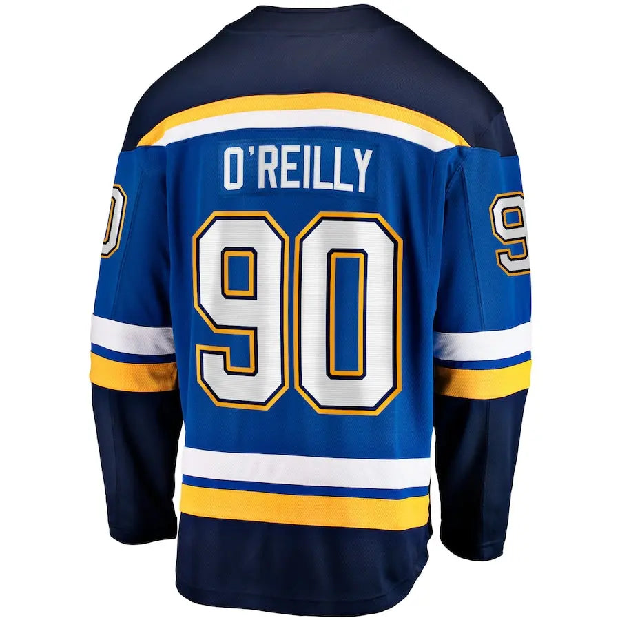 St.L.Blues #90 Ryan O'Reilly Fanatics Branded Home Captain Premier Breakaway Player Jersey Blue Stitched American Hockey Jerseys