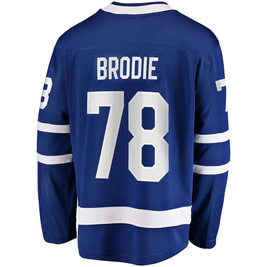 T.Maple Leafs #78 TJ Brodie Fanatics Branded Home Breakaway Player Jersey Blue Stitched American Hockey Jerseys