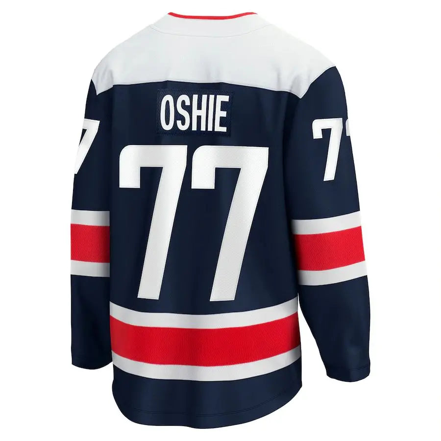 W.Capitals #77 TJ Oshie Branded 2020-21 Alternate Premier Breakaway Player Jersey  Navy Stitched American Hockey Jerseys