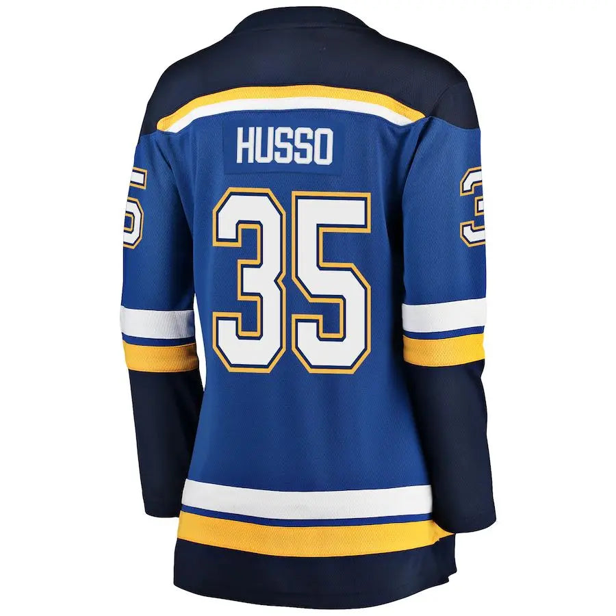 St.L.Blues #35 Ville Husso Fanatics Branded Breakaway Player Jersey  Blue Stitched American Hockey Jerseys