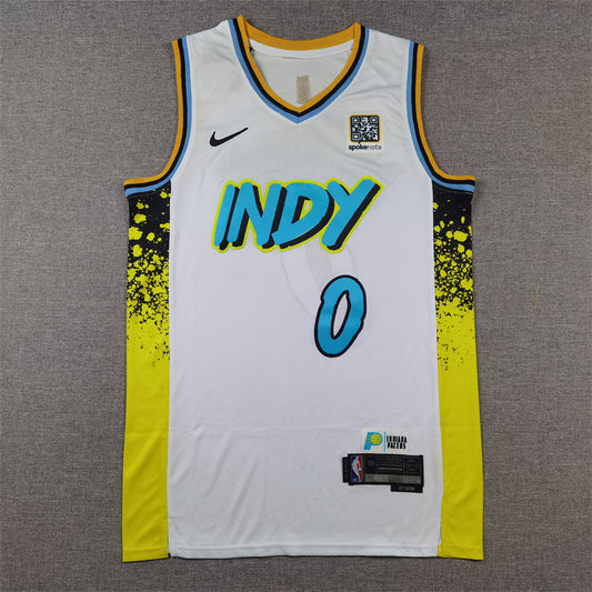 New Season Indiana Pacers Tyrese Haliburton NO.0 Basketball Jersey city version