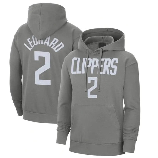 men/women/kids Los Angeles Clippers Leonard NO.2 Grey Basketball Hoodies