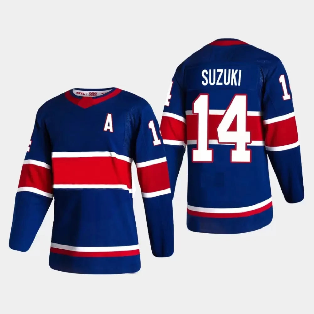 22 Cole Caufield Red Home 2021 Reverse Retro Jersey 14 Nick Suzuki 31 Carey Price 11 Brendan Gallagher 27 Romanov Hockey Jerseys